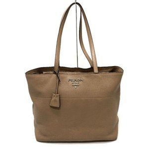 PRADA logo bag bag Tote Bag Leather Beige/SilverHardware